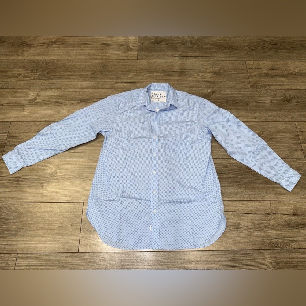 Frank & Eileen Boyfriend Cotton Button-Up Shirt BLUE DOT NEW SZ M
